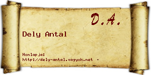 Dely Antal névjegykártya